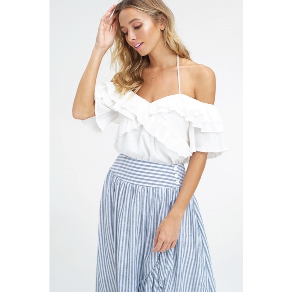 NWT ♡ Ivory Off-The-Shoulder Ruffle Top, ON SALE! - Picture 5 of 8